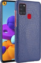 Samsung Galaxy A21s Hoesje - Mobigear - Croco Serie - Kunstlederen Backcover - Blauw - Hoesje Geschikt Voor Samsung Galaxy A21s