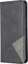 Huawei P40 Hoesje - Mobigear - Rhombus Slim Serie - Kunstlederen Bookcase - Zwart - Hoesje Geschikt Voor Huawei P40