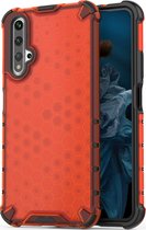 Huawei Nova 5T Hoesje - Mobigear - Honeycomb Serie - Hard Kunststof Backcover - Rood - Hoesje Geschikt Voor Huawei Nova 5T
