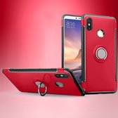 Xiaomi Mi Max 3 Hoesje - Mobigear - Armor Ring Serie - Hard Kunststof Backcover - Rood - Hoesje Geschikt Voor Xiaomi Mi Max 3