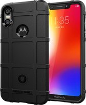 Mobigear Rugged Shield Telefoonhoesje geschikt voor Motorola One Power Hoesje Flexibel TPU Backcover - Zwart