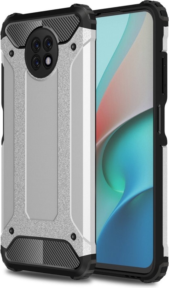 Lunso - Armor Guard backcover hoes - Geschikt voor Xiaomi Redmi Note 9 - Zilver