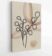 Botanical wall art vector background set. Foliage line art drawing with watercolor 4 - Moderne schilderijen – Vertical – 1904693044 - 50*40 Vertical