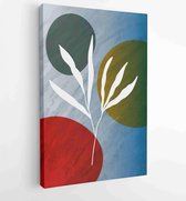Botanical wall art vector background set. Foliage line art drawing with watercolor 4 - Moderne schilderijen – Vertical – 1904693080 - 50*40 Vertical