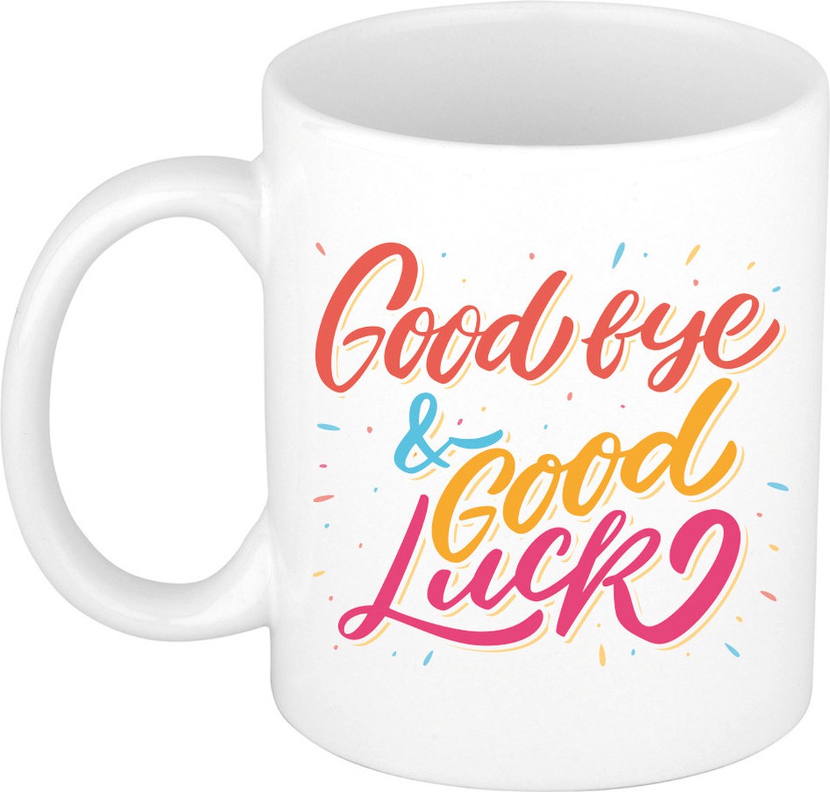 Goodbye and goodluck mok wit - 300 ml - cadeau mok / beker - afscheid / pensioen / VUT
