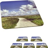 Sous-verres -verres à verres - Piste cyclable sur l'île de Schiermonnikoog - 10x10 cm - 6 pièces