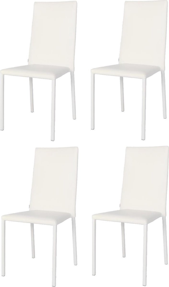 Tommychairs Julia - Eetkamerstoelen - Set van 4 - Wit - Kunstleer & Metaal