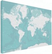 Wereldkaart Pastel Zee Winter - Canvas 80x60