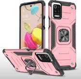 Voor LG K52 Magnetic Armor Schokbestendig TPU + pc-hoesje met metalen ringhouder (roségoud)