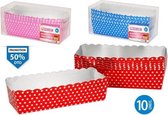 Set 10 mallen Rechthoekig aluminium gebak - diverse kleuren