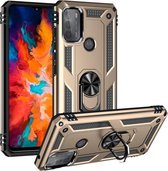 Voor Motorola Moto G50 schokbestendige TPU + pc-beschermhoes met 360 graden roterende houder (goud)