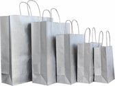 50x papieren tasjes Zilver  - 14x8,5x21,5cm