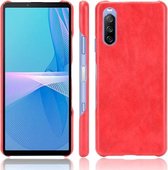 Voor Sony Xperia 1 III Schokbestendige Litchi Textuur PC + PU Case (Rood)