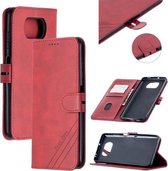Voor Xiaomi Poco X3 NFC Stiksels Stijl 2-Kleur Koe Textuur Horizontale Flip PU Lederen Case met Houder & Kaartsleuf & Lanyard (Rood)