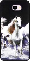 - ADEL Siliconen Back Cover Softcase Hoesje Geschikt voor Samsung Galaxy J4 Plus - Paarden Wit