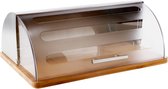 Decopatent ® avec volet roulant - Boîte à pain en bois de Bamboe avec couvercle coulissant en plastique - Gardez le pain frais - Dimensions 39 x26,5 x15,5