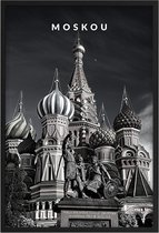 Poster Moskou - A4 - 21 x 30 cm - Inclusief lijst (Zwart Aluminium)