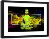 Foto in frame , Mediterende Boeddha , 120x80cm , Multikleur  , Premium print