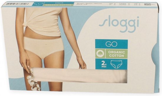 Sloggi dames Basic Midi GO organische slip 2-pack  - Creme  - XL