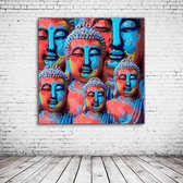 Buddha Pop Art Canvas - 90 x 90 cm - Canvasprint - Op dennenhouten kader - Geprint Schilderij - Popart Wanddecoratie