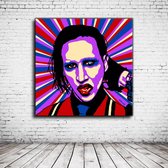 Pop Art Marilyn Manson Canvas - 90 x 90 cm - Canvasprint - Op dennenhouten kader - Geprint Schilderij - Popart Wanddecoratie