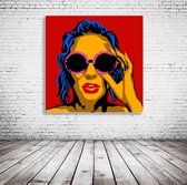 Lady Gaga Pop Art Acrylglas - 100 x 100 cm op Acrylaat glas + Inox Spacers / RVS afstandhouders - Popart Wanddecoratie