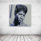 Aretha Franklin Pop Art Canvas - 80 x 80 cm - Canvasprint - Op dennenhouten kader - Geprint Schilderij - Popart Wanddecoratie