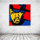 Pop Art 50 Cent Acrylglas - 80 x 80 cm op Acrylaat glas + Inox Spacers / RVS afstandhouders - Popart Wanddecoratie