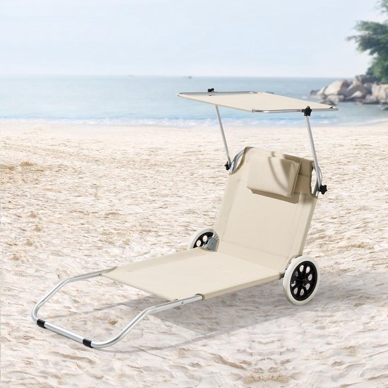 relaxdays Chariot de plage pliable - petit modèle - chaise de