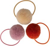 Setje van 3 grote elastiekjes met pompom sand