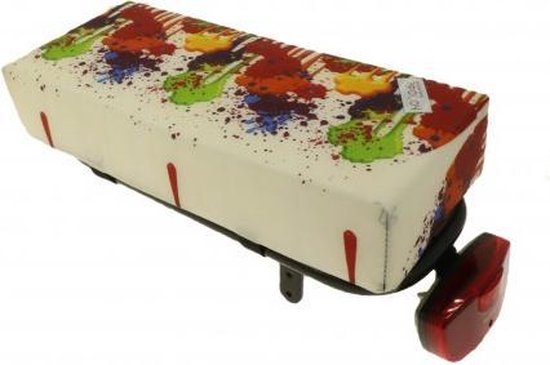 HOOODIE Big Cushie - Fietskussen Bagagedrager - Drippy - Wit - Regenboog - Kussentje fietsstoeltje