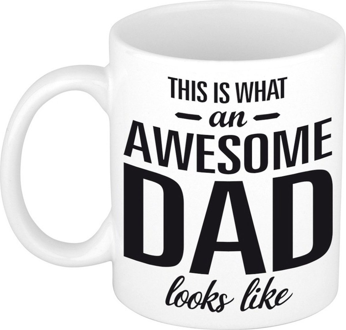 Awesome dad cadeau koffiemok - drink beker - voor Vaderdag - wit - 300 ml - Papa
