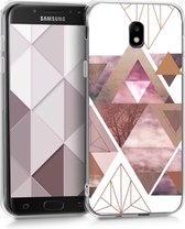 kwmobile telefoonhoesje voor Samsung Galaxy J5 (2017) DUOS - Hoesje voor smartphone in poederroze / ros�goud / wit - Glory Driekhoeken design