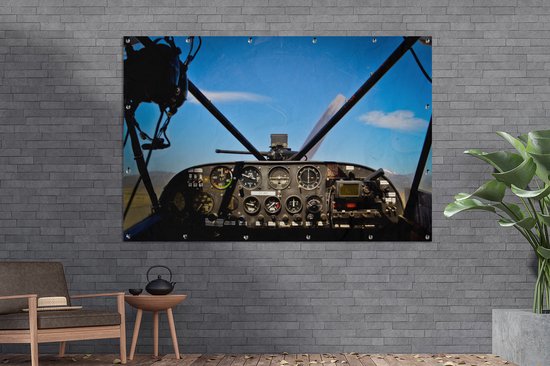 Affiche de jardin cockpit d'un avion ancien 180x120 cm - Toile de jardin / Toile d'extérieur / Peintures d'extérieur (décoration de jardin) XXL / Groot format!