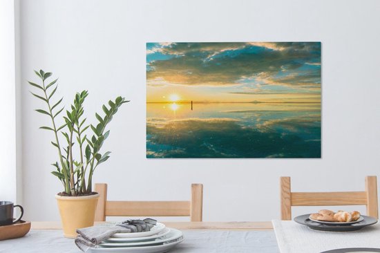 Salar de Uyuni coucher de soleil Bolivia toile 60x40 cm - Tirage photo sur toile (Décoration murale salon / chambre)
