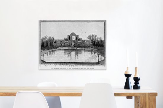 Canvas Schilderij Een illustratie van de stadspoort in het Iraanse Teheran - 80x60 cm - Wanddecoratie