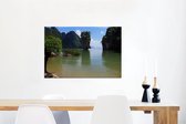 Groen water en groene natuur bij het Thaise Nationaal Park Ao Phang Nga Canvas 60x40 cm - Foto print op Canvas schilderij (Wanddecoratie woonkamer / slaapkamer)