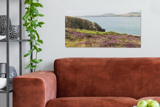 Herbe anglaise sur les falaises du parc national de Pembrokeshire Coast Toile 80x40 cm - Tirage photo sur toile (Décoration murale salon / chambre)