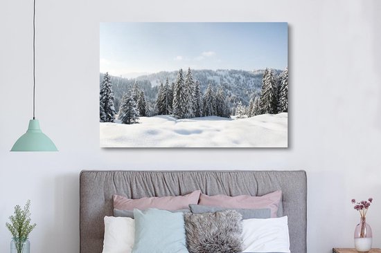 Tableau sur toile Paysage d'hiver enneigé par temps clair - 150x100 cm - Décoration murale