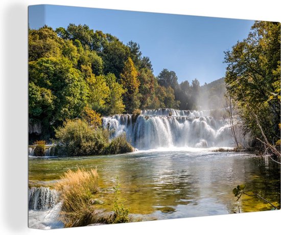 La zone boisée du parc national de Krka en Croatie Toile 140x90 cm - Tirage photo sur toile (Décoration murale salon / chambre)
