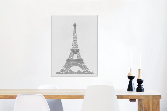 Une illustration grisâtre sur toile Tour Eiffel 60x80 cm - Tirage photo sur toile (Décoration murale salon / chambre)
