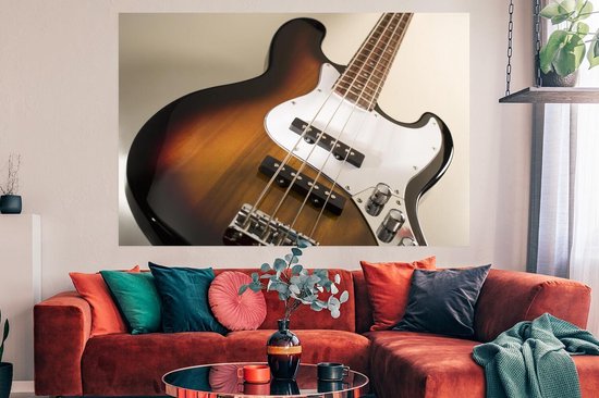 Photo en gros plan d'un Poster guitare basse 180x120 cm - Tirage photo sur Poster (décoration murale salon / chambre) XXL / Groot format!