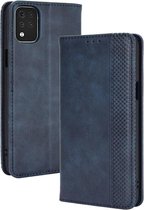 Voor LG K42 Magnetische gesp Retro Crazy Horse-textuur Horizontale flip lederen tas, met houder & kaartsleuven en fotolijst (blauw)