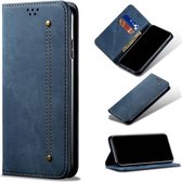 Voor Samsung Galaxy A72 5G denim textuur casual stijl horizontale flip lederen tas met houder & kaartsleuven & portemonnee (blauw)