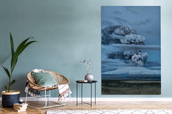 Smoking Eyjafjallajökull toile 2cm 120x180 cm - Tirage photo sur toile (Décoration murale salon / chambre) XXL / Groot format!