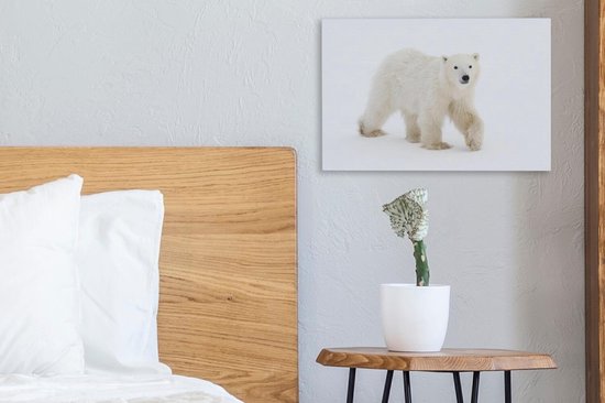 Toile Peinture Ours Polaire - Neige - Wit - 30x20 cm - Décoration murale