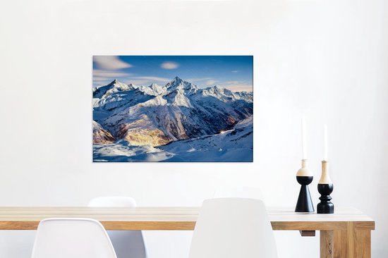 Peintures sur toile - Alpes suisses en hiver - 90x60 cm - Décoration murale