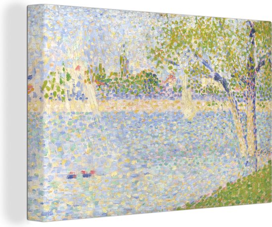 Canvas schilderij 180x120 cm - Wanddecoratie De Seine vanaf La Grande Jatte - Schilderij van Georges Seurat - Muurdecoratie woonkamer - Slaapkamer decoratie - Kamer accessoires - Schilderijen