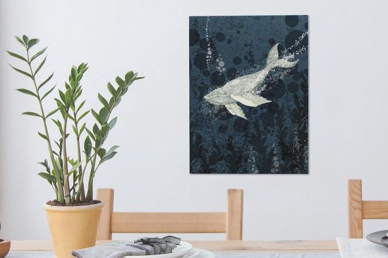 Illustration d'une baleine dans l'eau 30x40 cm - petit - Tirage photo sur toile (Décoration murale salon / chambre) / Peintures sur toile Animaux
