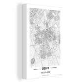 Tableau sur Toile City Map Delft - 60x90 cm - Décoration murale